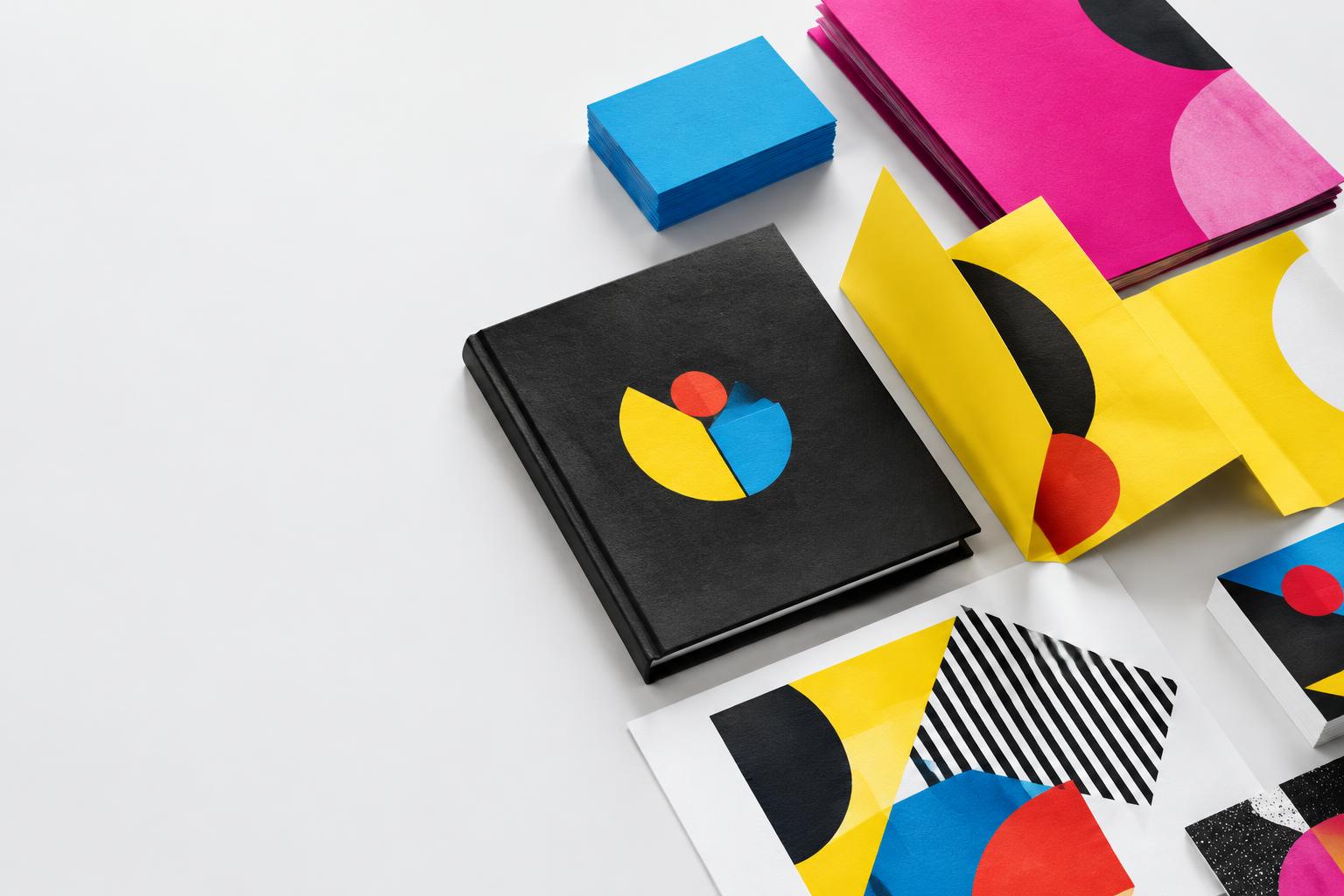 Coleção de materiais impressos nas cores ciano, magenta, amarelo e preto